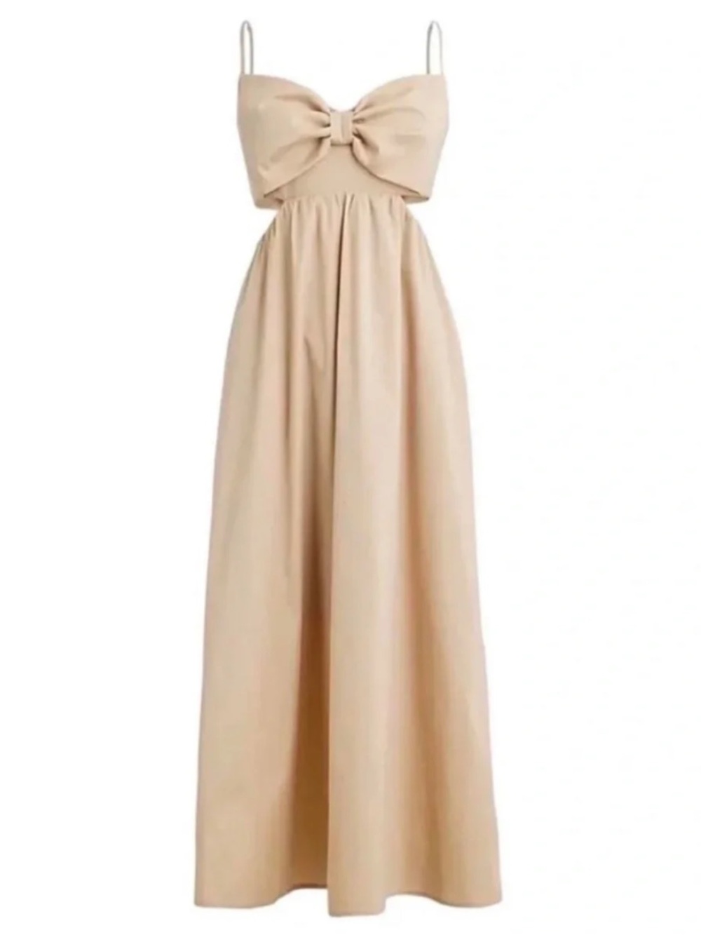 J.Crew Collection Bow Front Cutout Taffeta Midi Dress Tan Size 12